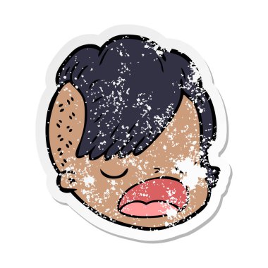 bir çizgi film kadın yüzü sıkıntılı etiket