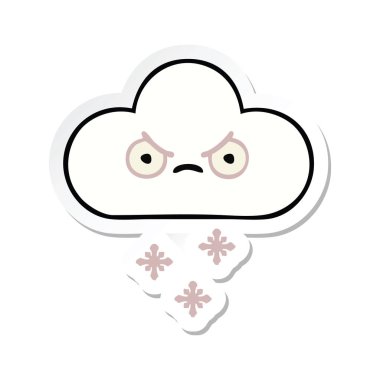 sevimli çizgi kar bulut etiket