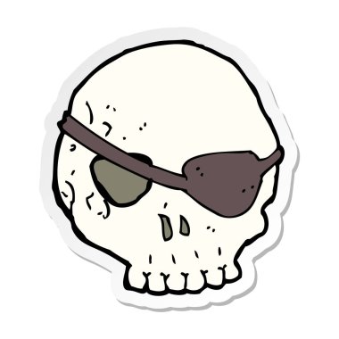 göz bandı ile bir çizgi film kafatasının etiket