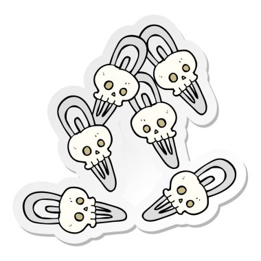 bir çizgi film kafatası tokalar etiket