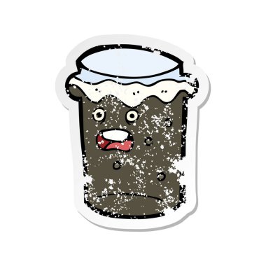 bir çizgi film bardak şişman bira Retro sıkıntılı etiket