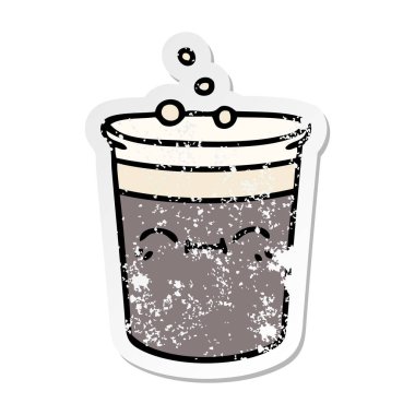 şişman bir ilginç elle çizilmiş karikatür cam sıkıntılı etiket