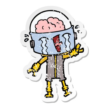 robot sallayarak ağlayan bir karikatür sıkıntılı etiket