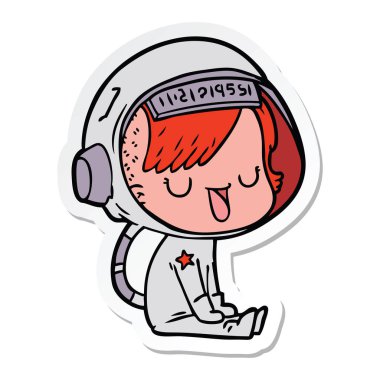 bir çizgi film astronot kadının etiket