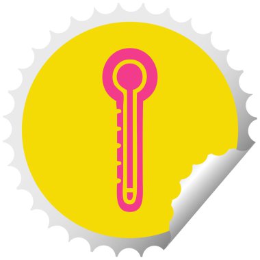 dairesel peeling etiket karikatür bir cam termometre