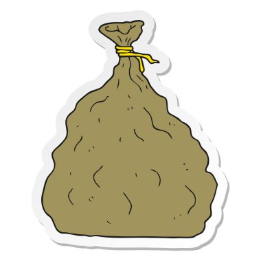 etiket bir karikatür çuval bağlı