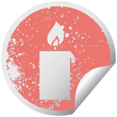 yanan bir mum sıkıntılı dairesel peeling etiket sembolü