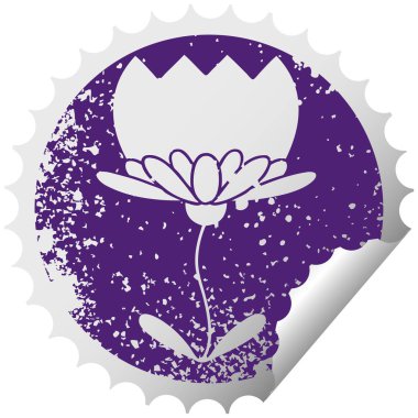 sıkıntılı dairesel peeling etiket sembolü çiçek