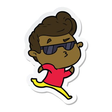 etiket bir çizgi film serin adam