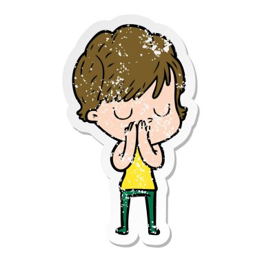 bir çizgi film kadının sıkıntılı etiket