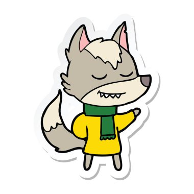 etiket eşarp dostu karikatür kurt