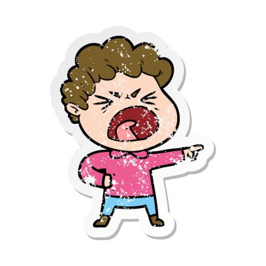 bir çizgi film öfkeli adam sıkıntılı etiket