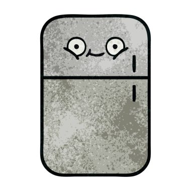 Retro grunge doku karikatür bir buzdolabı derin dondurucu