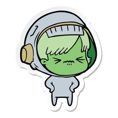 bir çizgi film astronot kadının etiket