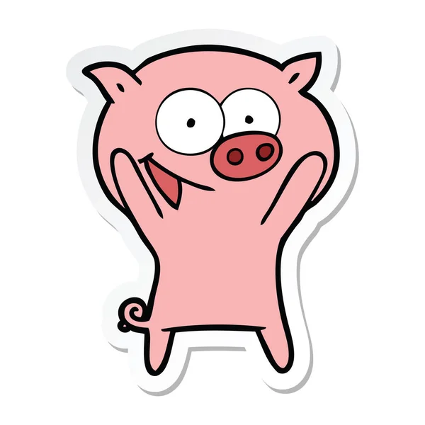 一个快乐的猪动画片的贴纸 — 图库矢量图片