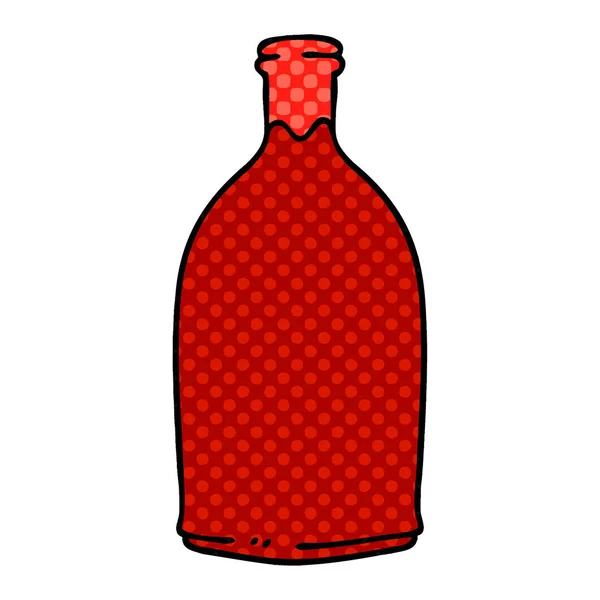 Serietidning Stil Egendomliga Tecknad Röd Vin Flaska — Stock vektor