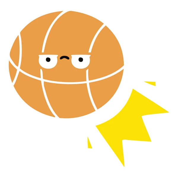 Plat Couleur Rétro Dessin Animé Basket Ball — Image vectorielle