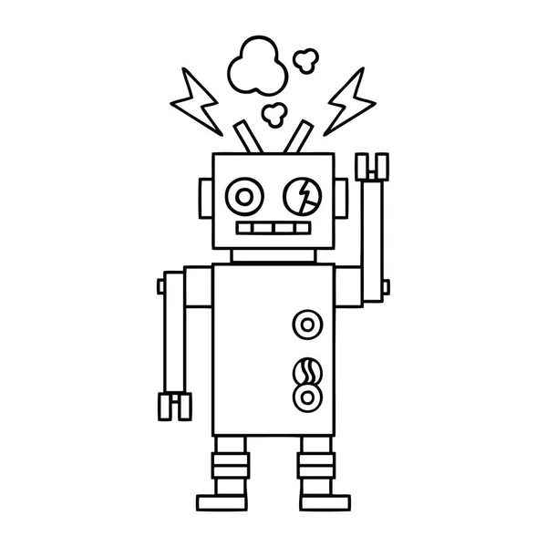 Linjeritning Karikatyr Dåligt Fungerande Robot — Stock vektor