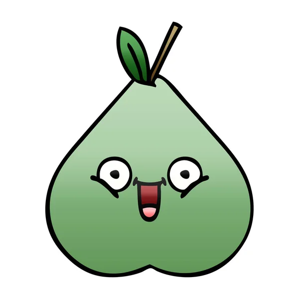 Gradient Shaded Cartoon Green Pear — Stock Vector