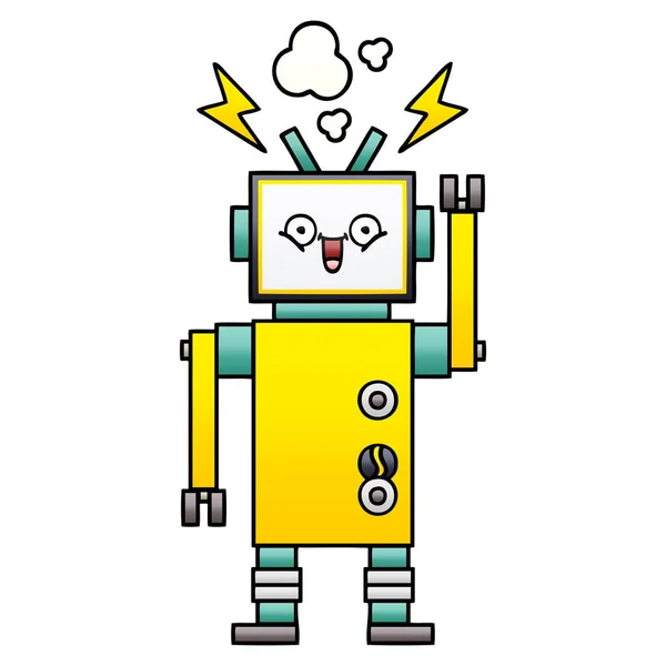 Gradientu Zacieniowane Cartoon Szczęśliwy Robota — Wektor stockowy