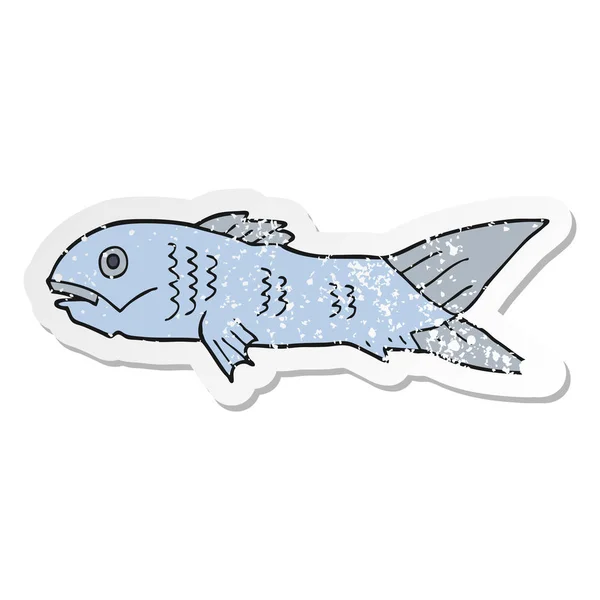 漫画の魚の苦しめられたステッカー — ストックベクタ