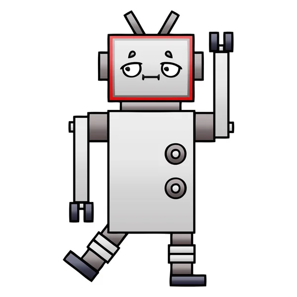 Dibujo Animado Sombreado Degradado Robot — Vector de stock