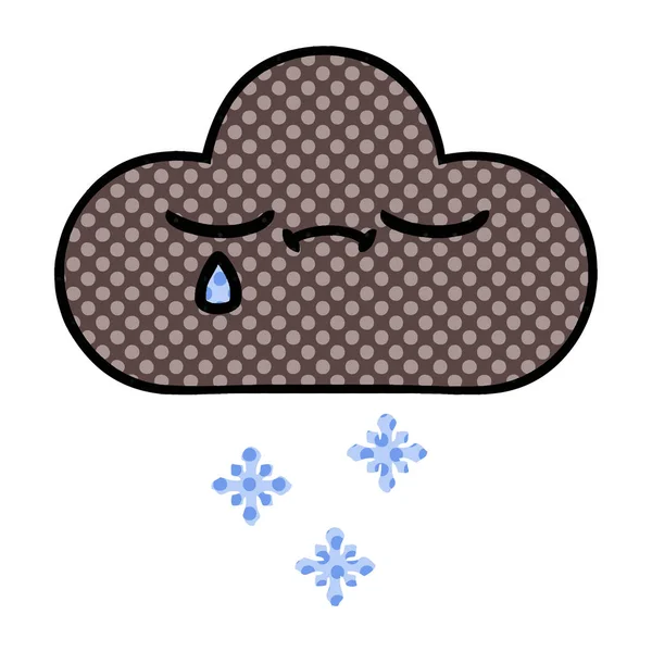 Historieta estilo historieta tormenta nieve nube — Vector de stock