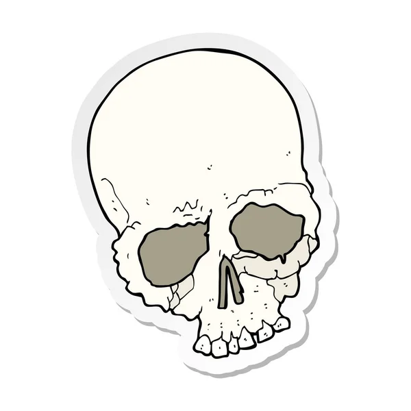 Pegatina de un viejo cráneo espeluznante de dibujos animados — Archivo Imágenes Vectoriales