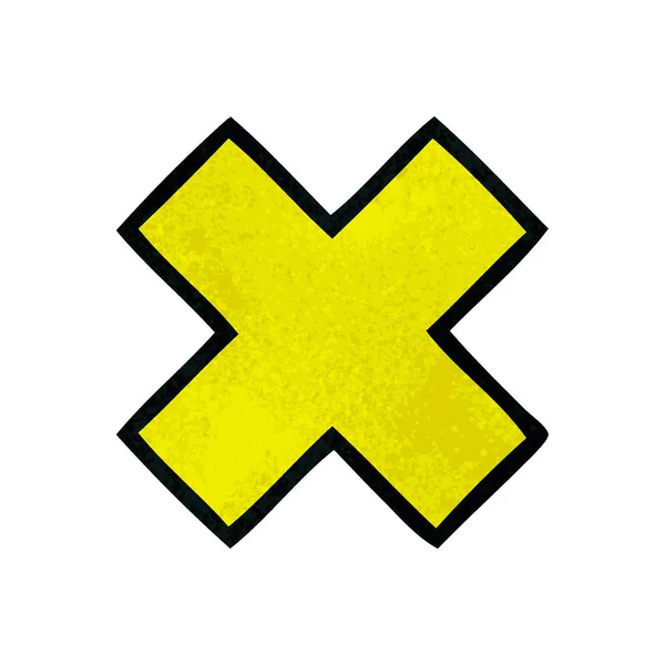 Retro Grunge Texture Cartoon Multiplication Symbol — Stock Vector