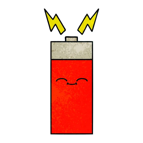 Retro Grunge Desenhos Animados Textura Uma Bateria —  Vetores de Stock