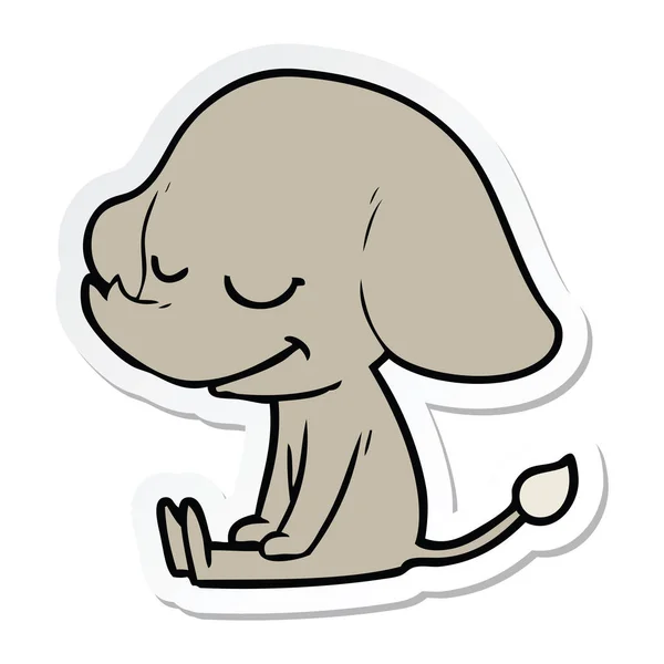 Etiqueta Elefante Sorridente Desenho Animado — Vetor de Stock