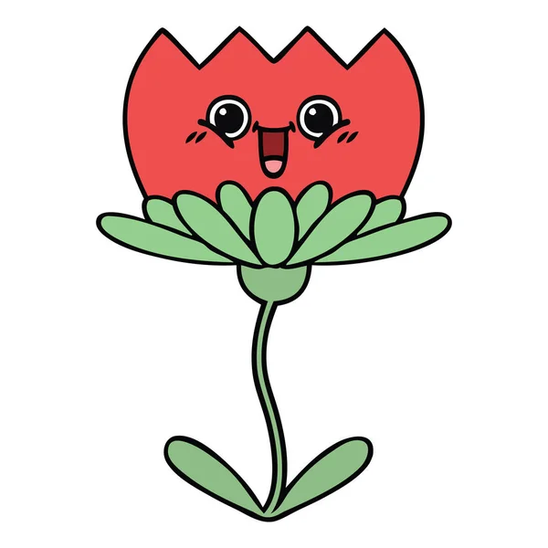 Desenho Animado Bonito Uma Flor — Vetor de Stock