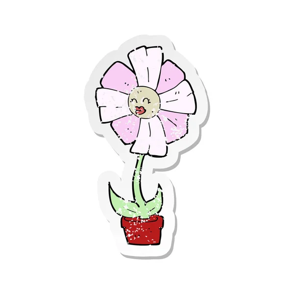 Retro-Aufkleber einer Cartoon-Blume — Stockvektor