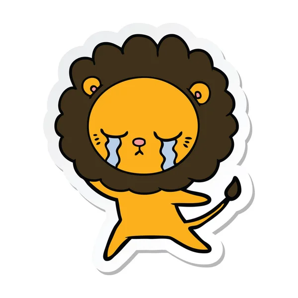 Autocollant Lion Dessin Animé Pleurs — Image vectorielle