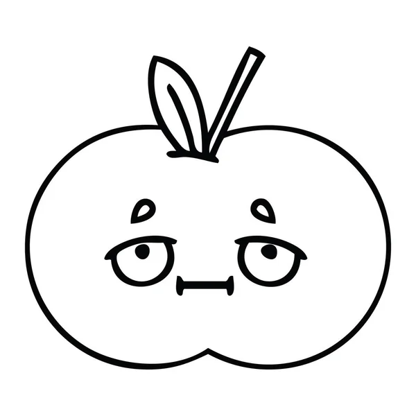 Γραμμικό Σχέδιο Καρτούν Του Ένα Κόκκινο Μήλο — Διανυσματικό Αρχείο