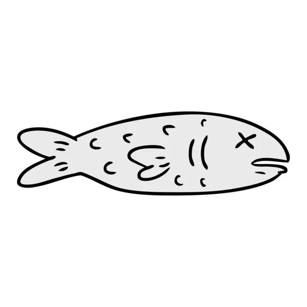 Elle Çizilmiş Karikatür Doodle Ölü Bir Balık — Stok Vektör