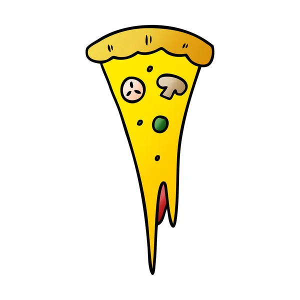 Doodle de desenho animado de gradiente de uma parte de pizza —  Vetores de Stock