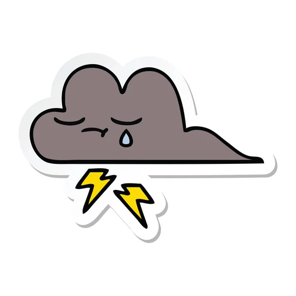 Sticker Cute Cartoon Storm Cloud — Stock Vector