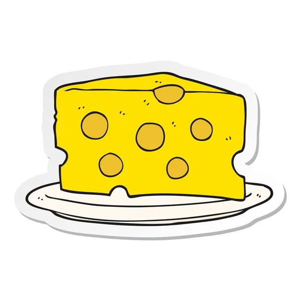 Sticker of a cartoon cheese — Stock Vector
