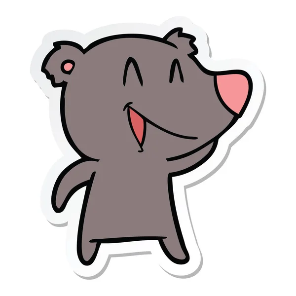 Adesivo Cartone Animato Orso Ridente — Vettoriale Stock