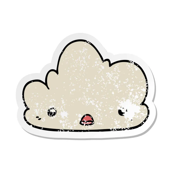 Distressed Sticker Cute Cartoon Cloud — Stock Vector