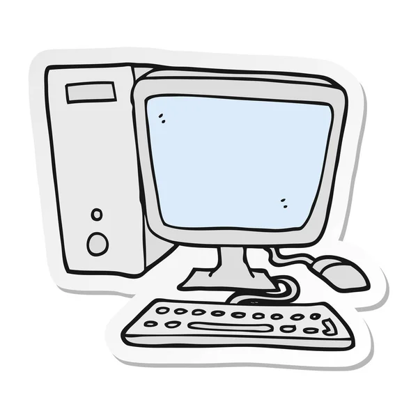 Aufkleber Eines Cartoon Desktop Computers — Stockvektor