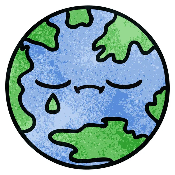 Retro Grunge Textur Cartoon Planet Erde — Stockvektor