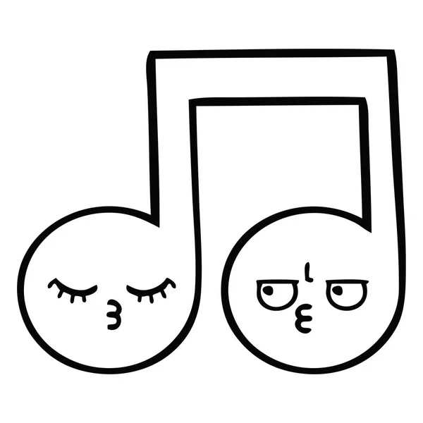 Línea Dibujo Dibujos Animados Una Nota Musical — Vector de stock