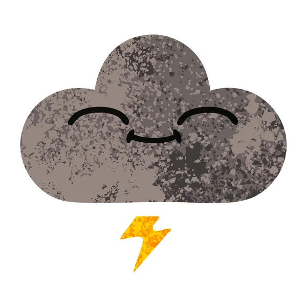 Retro illustration style cartoon storm cloud — Stock Vector