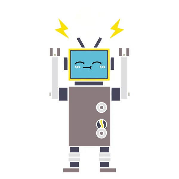 Flat Color Retro Cartoon Robot — Stock Vector