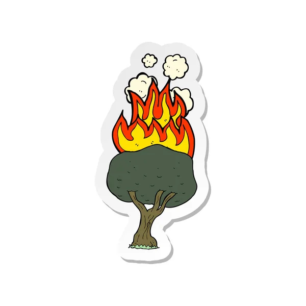 着火的卡通树贴纸 — 图库矢量图片