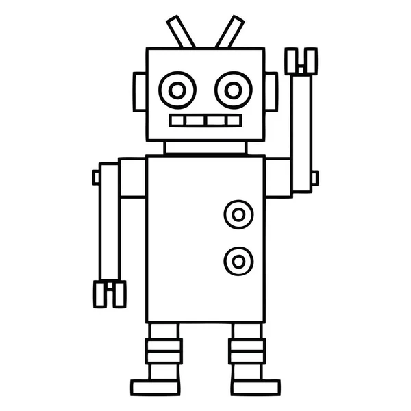 Linjeritning Karikatyr Dansande Robot — Stock vektor