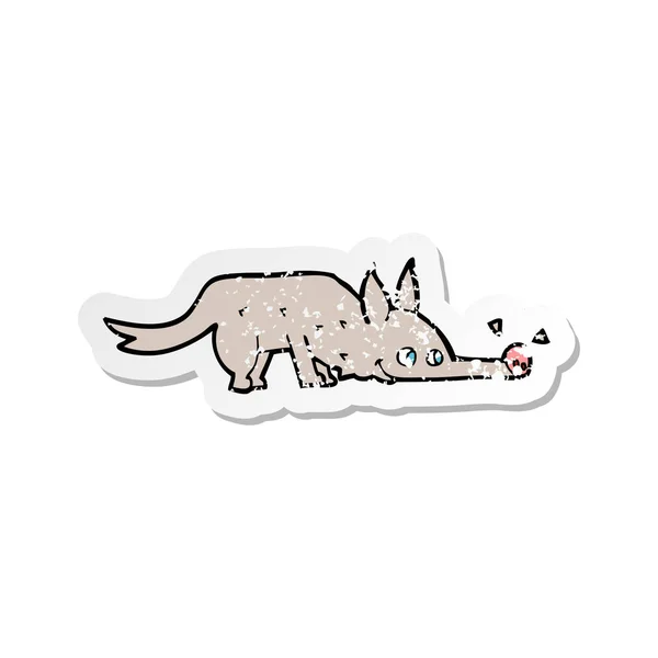 Retro Kat Koklama Bir Karikatür Köpek Etiket Sıkıntılı — Stok Vektör