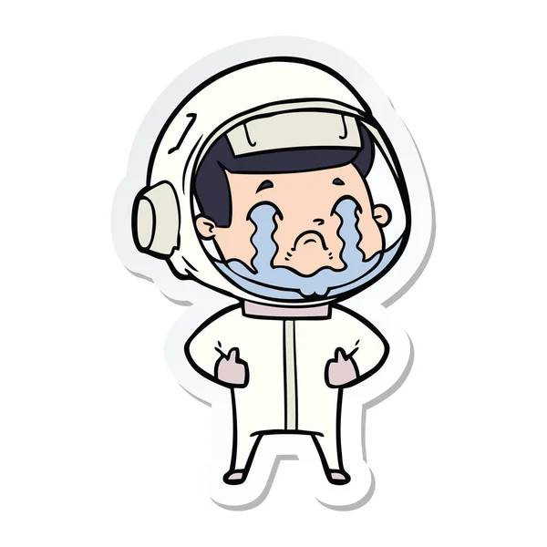 Pegatina Astronauta Llorando Dibujos Animados — Vector de stock